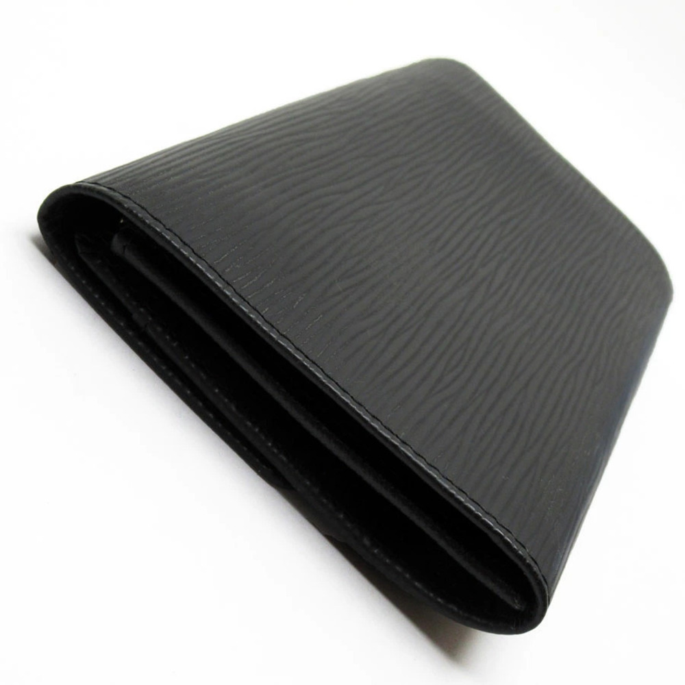 Louis Vuitton Porte Monnaie Credit Leather Noir Epi Long Black Wallet Black